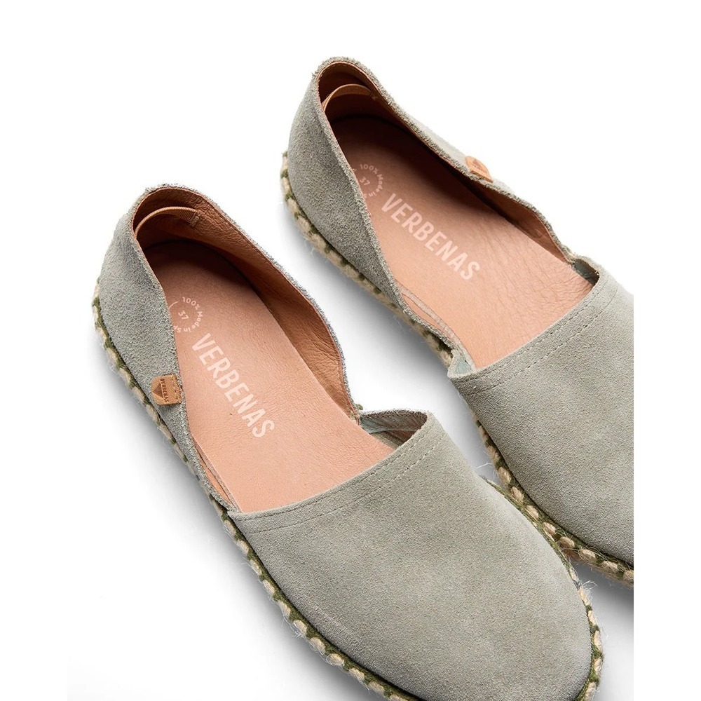 Verbenas Gaudi Suede Espadrilles Taupe Grey Slip On Flats Made in Spain Size 40